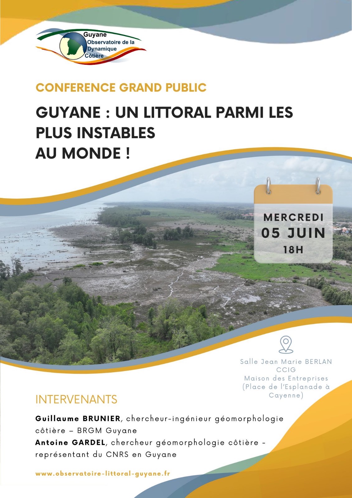 5 juin 2024 : Conférence grand public – Guyane : Un littoral parmi les plus instables au monde